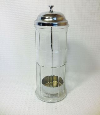 Vintage Gemco Soda Fountain Straw Dispenser Holder Chrome & Glass 11 " Tall