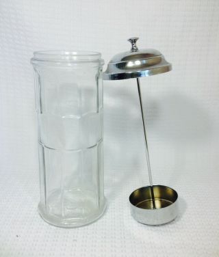 Vintage Gemco Soda Fountain Straw Dispenser Holder Chrome & Glass 11 