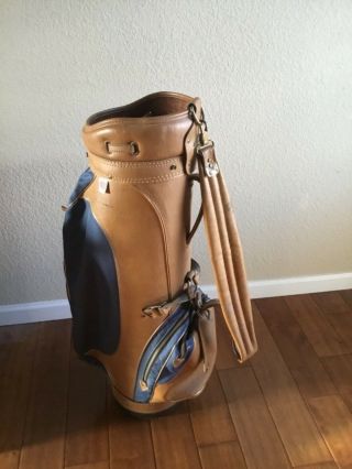 Vintage Hot - Z Golf Bag Brown Leather & Blue Canvas Usa