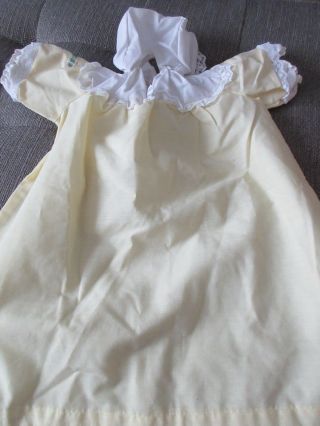 Cabbage Patch Kids Doll Clothes: Vintage Yellow Preemie Ribbon Gown With Hood
