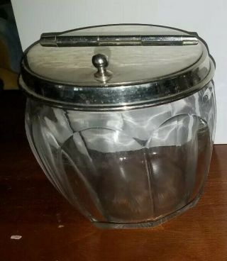 Vintage Hinged Sugar Condiment Bowl Diner Stainless Steel Glass