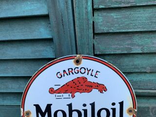 VINTAGE MOBILOIL ARTIC MOTOR OIL GASOLINE PORCELAIN STATION PUMP PLATE SIGN 4