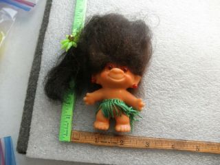 Vintage Scandia Dam Unmarked Troll Doll Brown Hair Orange Eyes 3 Inches Tall