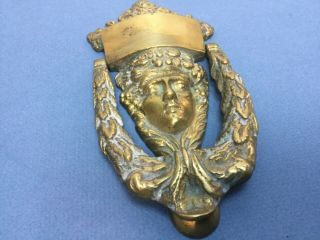 Vintage Antique Solid Brass Bacchus Dionysus Greek God Of Wine Face Door Knocker 4