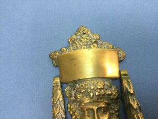 Vintage Antique Solid Brass Bacchus Dionysus Greek God Of Wine Face Door Knocker 5