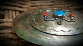 Vintage Silver Turquoise Belt Buckle 3