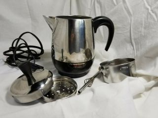 Vintage Mid - Century Farberware Percolator Coffee Pot 6 Cup Made in USA 3