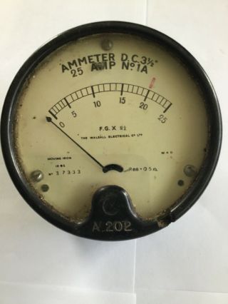 Walsall Electrical 25 Amp Ammeter Ww2 Aircraft Engineers Panel Lancaster Anson