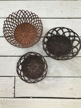 Set 3 Vintage Boho Baskets Cute Wall Decor
