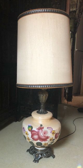 Vintage Hollywood Regency Mid Century Large Table Lamp Shade 2 Way