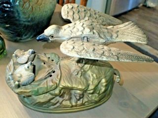 Vintage Book Of Knowledge American Eagle & Chicks Cast Iron Mechanical Bank