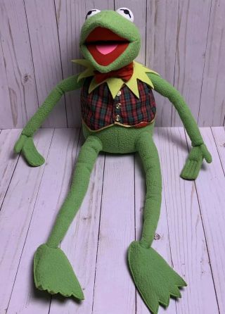 Vintage Jim Henson’s Muppets Kermit The Frog Eden Toys 24” Plush With Vest.
