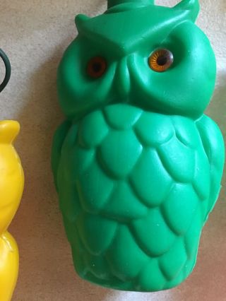 Vintage Retro Owl Party Lites String 7 Camping Rv Patio Blow Mold Lights 1960 ' s 7