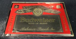 Vintage Budweiser Beer Mirror Sign 1980s Era Anheuser Busch St Louis Mo