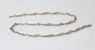 Vintage Sterling Silver Necklace.  Unusual Flat Link,  Twist Design.  12.  3 Grams.