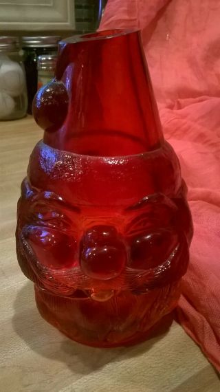 Vtg Fenton Ruby Red & Amberina Glass Santa Fairy Lamp Tea Light Candle Holder