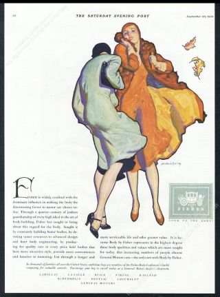 1930 Mcclelland Barclay Women Art Gm Fisher Car Bodies Vintage Print Ad