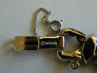 VTG Sara Coventry Black & Clear rhinestone bracelet,  brooch pin,  earring set 4