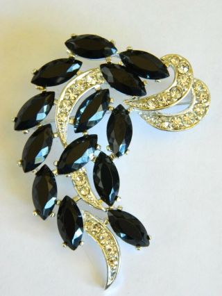 VTG Sara Coventry Black & Clear rhinestone bracelet,  brooch pin,  earring set 5