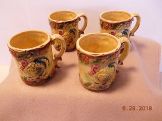 4 Vintage Napco Napcoware Thanksgiving Turkey Mugs Cups C - 7954