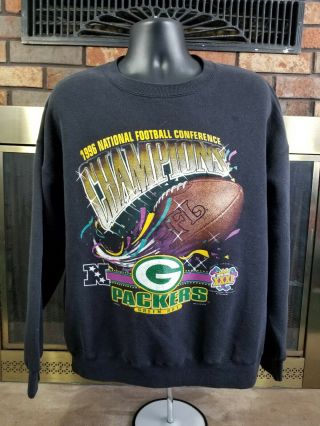 Vintage Green Bay Packers Nfl Football Crewneck Sweatshirt Nfc Champion Mens Xl