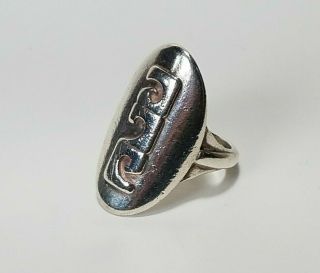 Vintage Sterling Silver 925 Ring Aztec Southwestern Mexico Taxco 8.  1g Size 7.  75