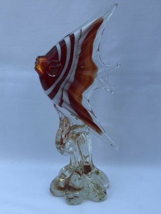 Vintage Murano/venetian Glass Large Angel Fish 10 " Tall