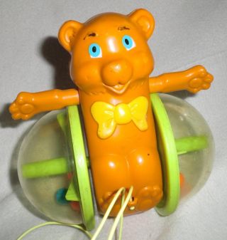 Vintage 1978 Bob Along Teddy Bear Fisher Price 642 Ball Baby Pull Toy