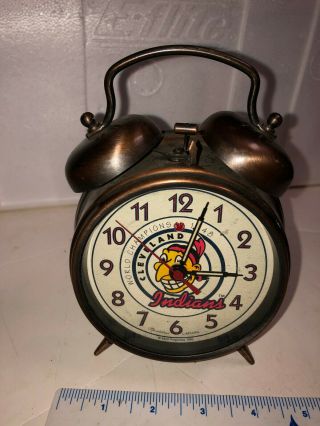 Vintage Bulova Alarm Clock Cleveland Indians 1948 World Series Champ Chief Wahoo