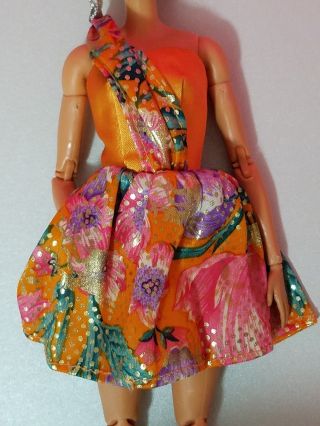 Mattel Orange Floral Dress Barbie Vintage Fashion Fashionistas Clothes