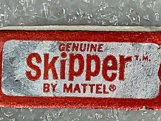 Vintage Barbie Skipper Htf Red Silver Foil Wrist Tag 0950 1964 - 1968 Japan