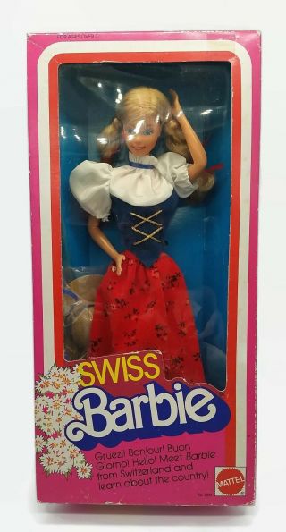 Vtg.  Barbie Swiss Barbie 7541 Mattel Switzerland 1983 Doll Of The World W/ Box