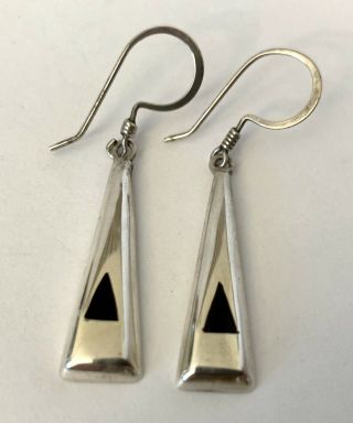 Vintage Sterling Silver 925 Signed Taxco Black Onyx Earrings