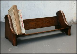 Antique Vintage Wooden Oak Book Trough Stand | Table Desk | Lovely Simple Design 3