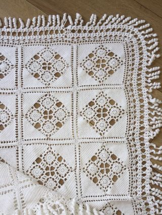 Vintage Cotton Crochet Bedspread/throw 195 X 242cms Approx