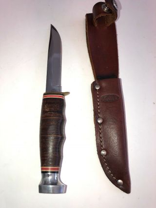 Vintage Kabar 1232 U.  S.  A.  Fixed Blade Hunting Knife W/original Sheath