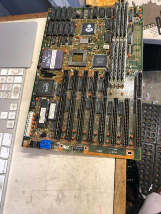Vintage 1990 Opti Mother Board W/intel I486dx - 33,  Full Memory Slots Parts Scrap