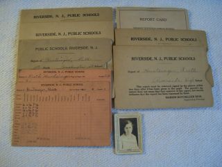 8 Vintage 1920 - 1933 School Report Cards Riverside,  Jersey Nj & Student Photo