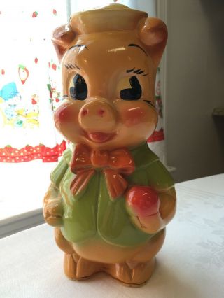 Vintage Antique Ceramic Piggy Bank Porky Pig