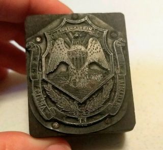 Vintage Letterpress Printing Block Mississippi State Coat Of Arms Symbol Eagle