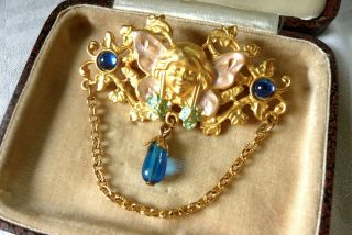 Vintage Signed Jj Jewellery Art Nouveau Style Fairy Brooch Pin Unusual
