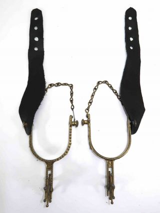 Vintage Kids Cast Metal Spurs with Chains Cowboy Cowgirl Suit Dress - Up Costume 5