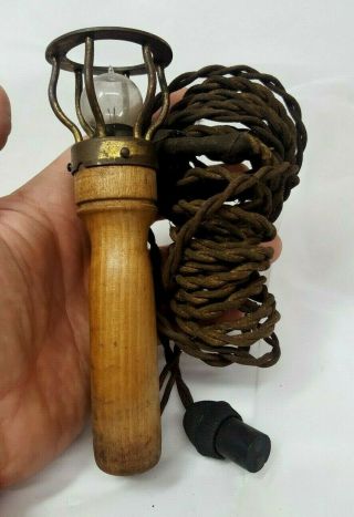 Car Brass Antique Hot Rat Rod Vtg Trouble Task Light Lamp Bulb Socket Hood 1920s