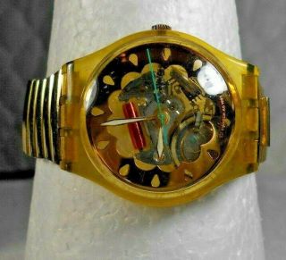 A Vintage Unisex Metal Flex Band 1997 Swiss 6808 Swatch Watch 803