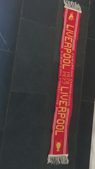 Vintage Liverpool Fc Scarf Bargain Look Greatcondition1977 1978 Red Yellow White