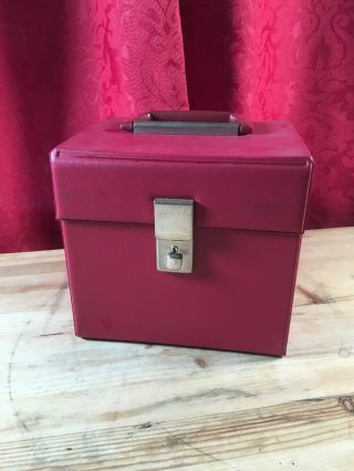7 Inch Singles Vinyl Records Box Case Red Handle Faux Leather Retro Vintage