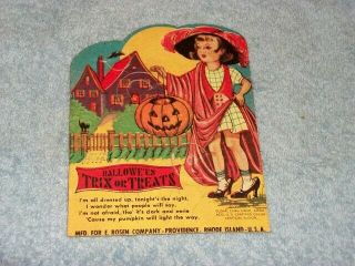 Vintage Cardboard Cut Out Halloween Trix Or Treats My Pumpkin Will Light The Way