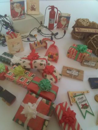 38 Vintage Miniature Christmas Lights Tree Skirt Presents Toys Rocking Horse
