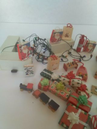 38 Vintage Miniature Christmas Lights Tree Skirt Presents Toys Rocking Horse 2