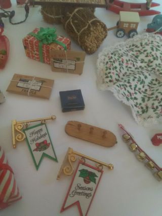 38 Vintage Miniature Christmas Lights Tree Skirt Presents Toys Rocking Horse 3